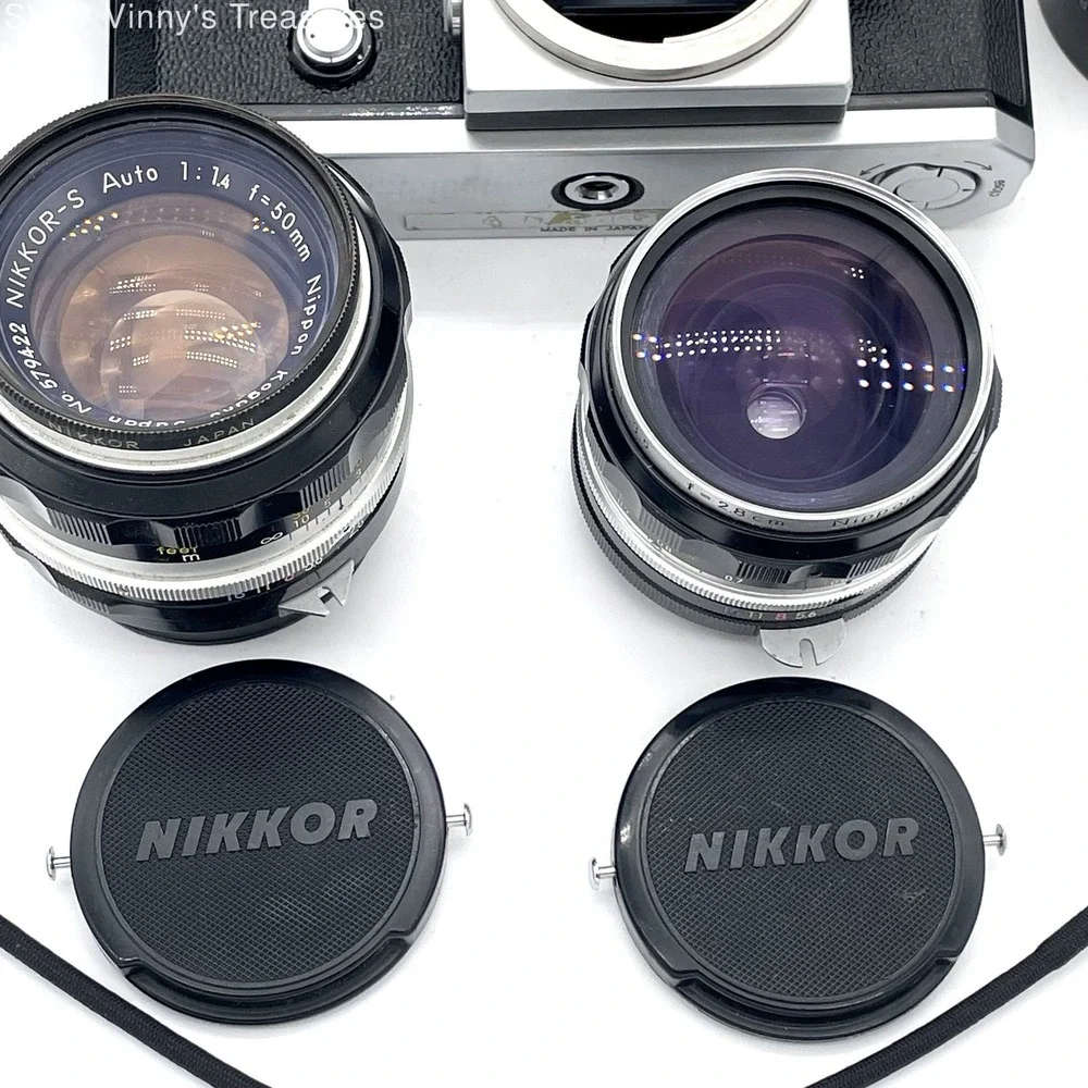 Vintage Nikon‎ F 35mm SLR Camera Kit Nikkor Lenses 50mm 200mm Untested